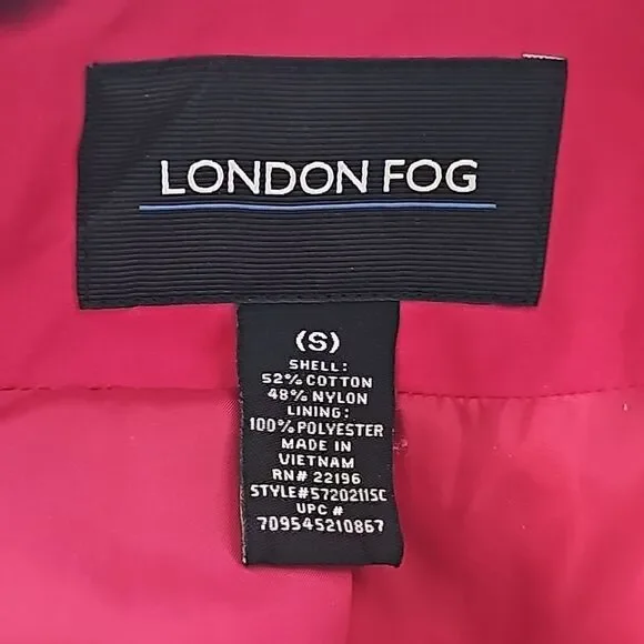 London Fog raspberry mid length trench coat size small - Picture 9 of 14